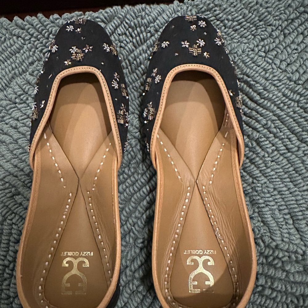 Black Studded Leather Flats Fizzy Goblet